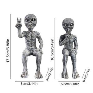 Garden Statue UFO Indoor Outdoor Garden Decor,Resin Alien Statues 2pcs,Desktop Figurine Ornaments for Bookshelf Cabine Figure acacuss
