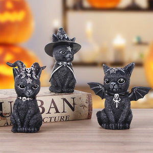 Garden Witch Cat Sculpture Gothic Kitten Decoration Halloween Magic Cat Statue Resin Craft Ornament Home Outdoor Courtyard Decor acacuss