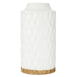 Geometric White Porcelain Vase with Brown Base acacuss