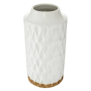 Geometric White Porcelain Vase with Brown Base acacuss