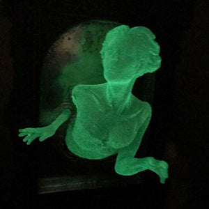 Ghost Sculpture Resin In The Mirror Wall Plaque Luminous Display Mirror Creative Hanging Wall Home Room Decorations Home Decor acacuss