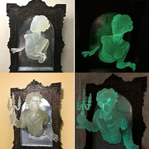 Ghost Sculpture Resin In The Mirror Wall Plaque Luminous Display Mirror Creative Hanging Wall Home Room Decorations Home Decor acacuss