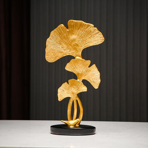Ginkgo Leaf Statue Simple Living Room Decoration Home Metal Crafts Modern Plant Sculpture Aesthetic Room Ornaments Shelf Decor acacuss