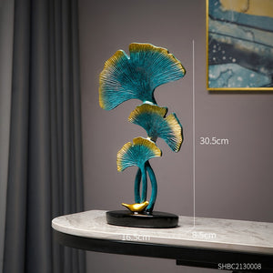 Ginkgo Leaf Statue Simple Living Room Decoration Home Metal Crafts Modern Plant Sculpture Aesthetic Room Ornaments Shelf Decor acacuss