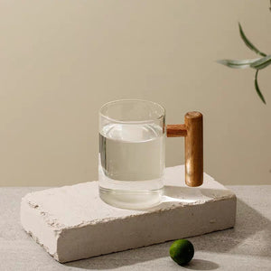 Glass Teacup with Infuser and Lid, Glass Tea Mug, Big Tea Cup with Wood Handle for Loose Leaf Tea acacuss