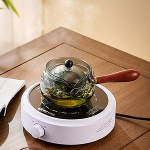 Glass Teapot With Wood Handle Chinese Tea Ceremony Pure Tea Kung Fu Tea Transparent Teawear Set Side Handle Glass Kettle acacuss