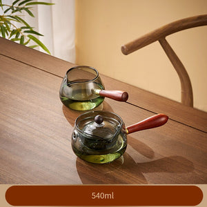Glass Teapot With Wood Handle Chinese Tea Ceremony Pure Tea Kung Fu Tea Transparent Teawear Set Side Handle Glass Kettle acacuss