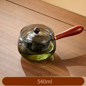 Glass Teapot With Wood Handle Chinese Tea Ceremony Pure Tea Kung Fu Tea Transparent Teawear Set Side Handle Glass Kettle acacuss