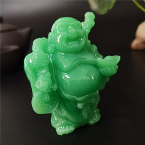 Glowing Chinese Money Laughing Buddha Statue Sculpture Man-made Jade Stone Home Decoration Maitreya Buddha Statues Figurines acacuss