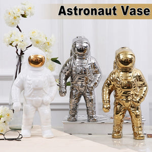 Gold Space Man Sculpture Astronaut Ceramic Vase Creative Modern Cosmonaut Model Ornament Statue Garden Tabletop Home Decoration acacuss