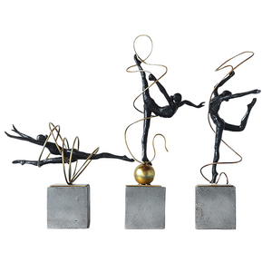 Gold-plated Ribbon Gymnast Athletes Figures Statue Room Aesthetics Ornaments Desk Decoration Abstract Character Resin Sculpture acacuss