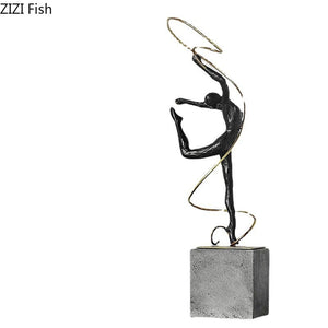 Gold-plated Ribbon Gymnast Athletes Figures Statue Room Aesthetics Ornaments Desk Decoration Abstract Character Resin Sculpture acacuss