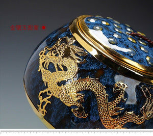 Golden Inlaid Jade Tea Pot Jianzhan Kung Fu Tea Set Large Sealed Tea Pot - Storage Coffee Canister Tank Storage Tea Set Accessories - acacuss