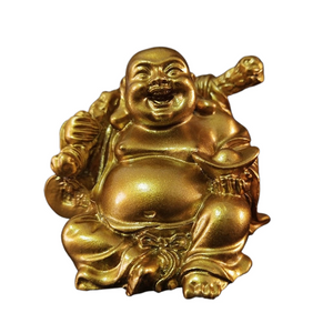 Golden Laughing Buddha Statue Chinese Feng Shui Lucky Money Maitreya Buddha Sculpture Figurines Home Garden Decoration Statues acacuss