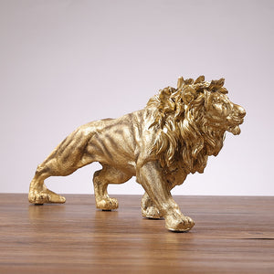 Golden Lion King Resin Ornament Home Office Desktop Animal Statue Decoration Accessories Living Room Home Decoration Ornament acacuss