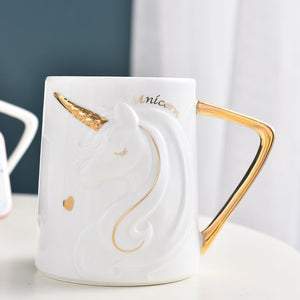 Gorgeous Relief Unicorn Coffee Mug with Mobile Phone Holder Lid Cute Water Tea Ceramic Milk Breakfast Cup Creative Gift acacuss