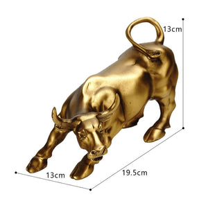 Graffiti Painting Resin Bull Figurines Home Living Room Bedroom Office Desktop Feng Shui Ornaments Collection Statues acacuss