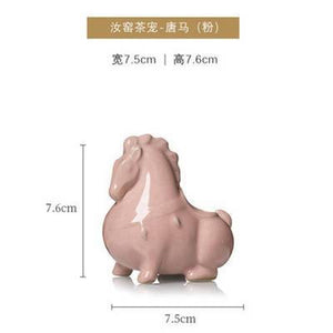 Green Horse Tea Pet Ornaments Ceramic Small Tang Ma Can Raise Home Office Tea Ceremony Ornaments Craft Ornaments Tea Ornaments acacuss