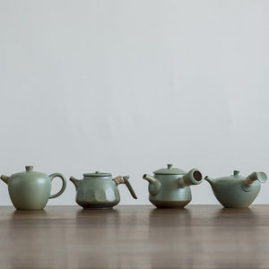 Green ceramic kyusu teapots kettles vintage chinese kung fu tea pot drinkware acacuss