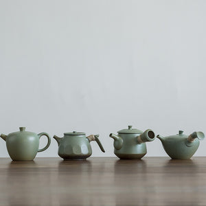 Green ceramic kyusu teapots kettles vintage chinese kung fu tea pot drinkware acacuss