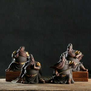 Guan Yu Chinese Historical Figure Characters Guan Gong Purple Clay Sand Ceramic Art Sculpture Home Decor Crafts Gifts Fengshui acacuss