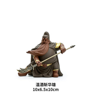 Guan Yu Chinese Historical Figure Characters Guan Gong Purple Clay Sand Ceramic Art Sculpture Home Decor Crafts Gifts Fengshui acacuss