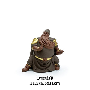 Guan Yu Chinese Historical Figure Characters Guan Gong Purple Clay Sand Ceramic Art Sculpture Home Decor Crafts Gifts Fengshui acacuss