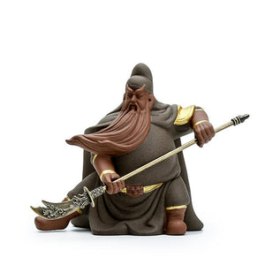 Guan Yu Chinese Historical Figure Characters Guan Gong Purple Clay Sand Ceramic Art Sculpture Home Decor Crafts Gifts Fengshui acacuss