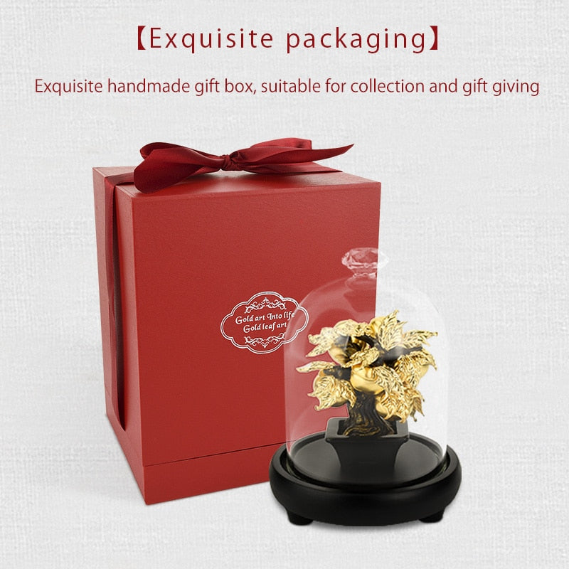 Lucky Feng Shui Fruit Plant Bonsai Gold leaf Persimmon Tree Statue Sculpture Wealth Figurine Gift Home Desktop Decoration Crafts