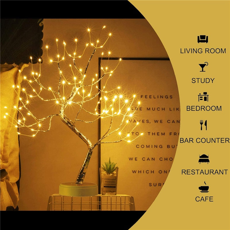 LED Nachtlicht Mini Weihnachtsbaum Kupferdraht Girlande Lampe für Kinder Zuhause Schlafzimmer Dekoration Dekor Fee Licht Urlaub Beleuchtung