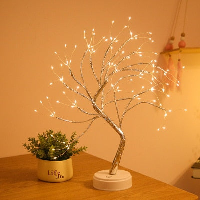 LED Nachtlicht Mini Weihnachtsbaum Kupferdraht Girlande Lampe für Kinder Zuhause Schlafzimmer Dekoration Dekor Fee Licht Urlaub Beleuchtung