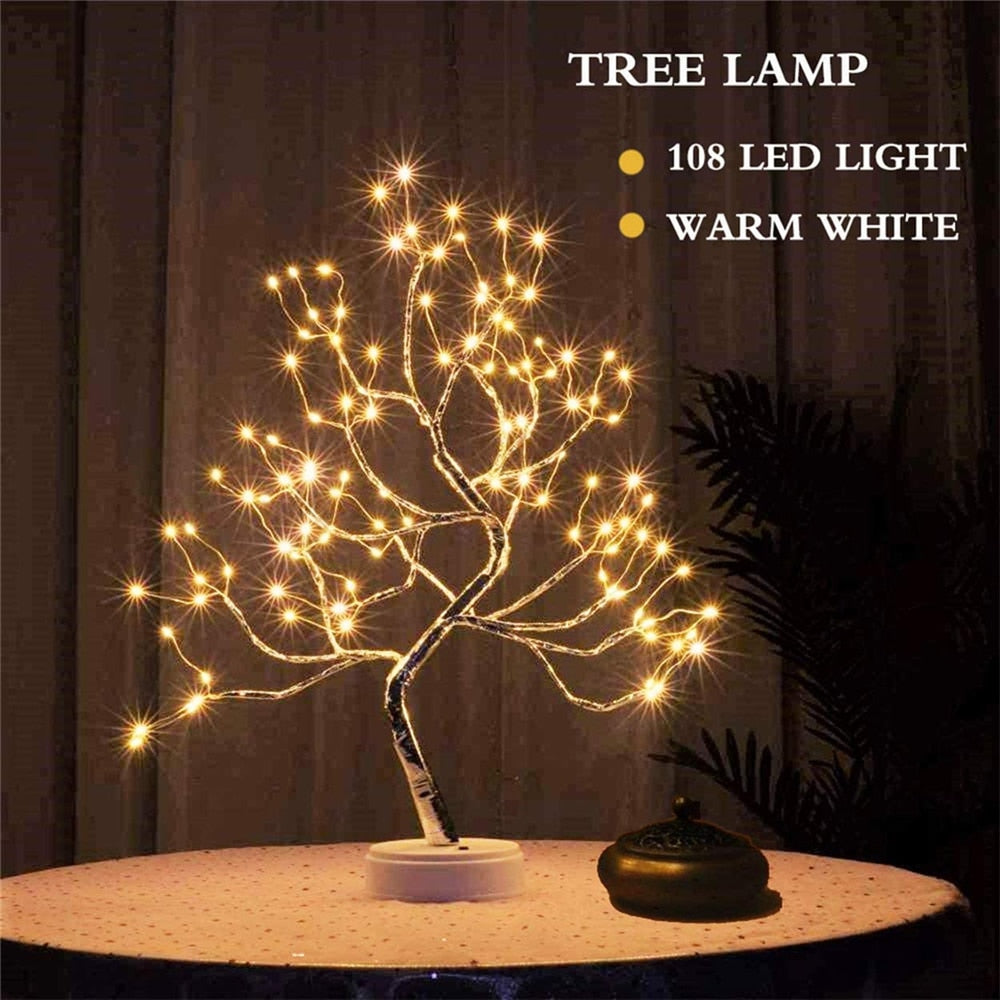 LED Nachtlicht Mini Weihnachtsbaum Kupferdraht Girlande Lampe für Kinder Zuhause Schlafzimmer Dekoration Dekor Fee Licht Urlaub Beleuchtung