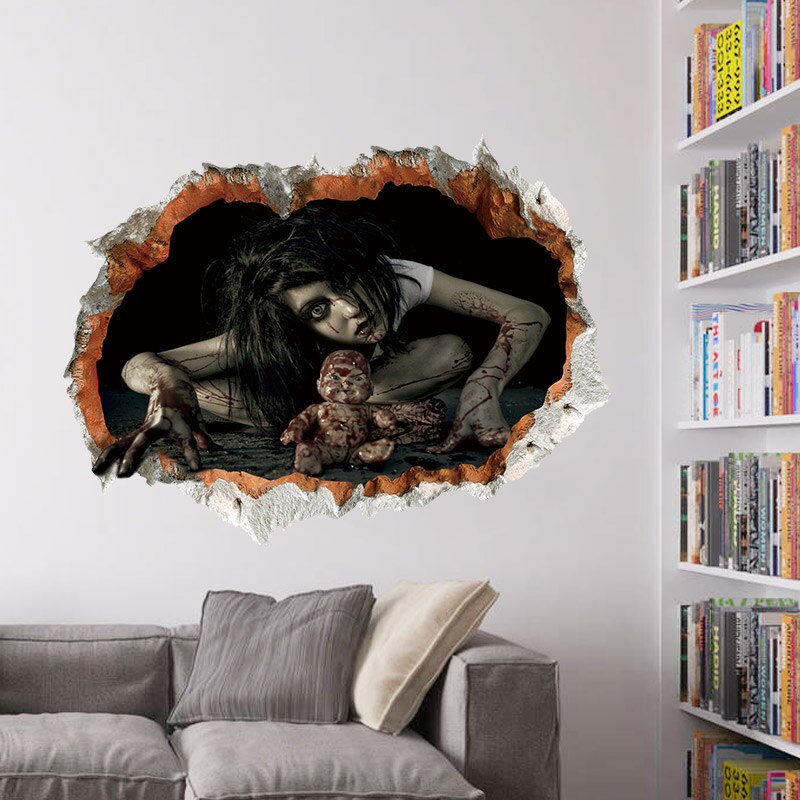 ملحقات الديكور الهالوين رعب 3D شبح الجدار ملصقات الجدار شارات لعيد الهالوين مسكون ديكور المنزل القابل للإزالة