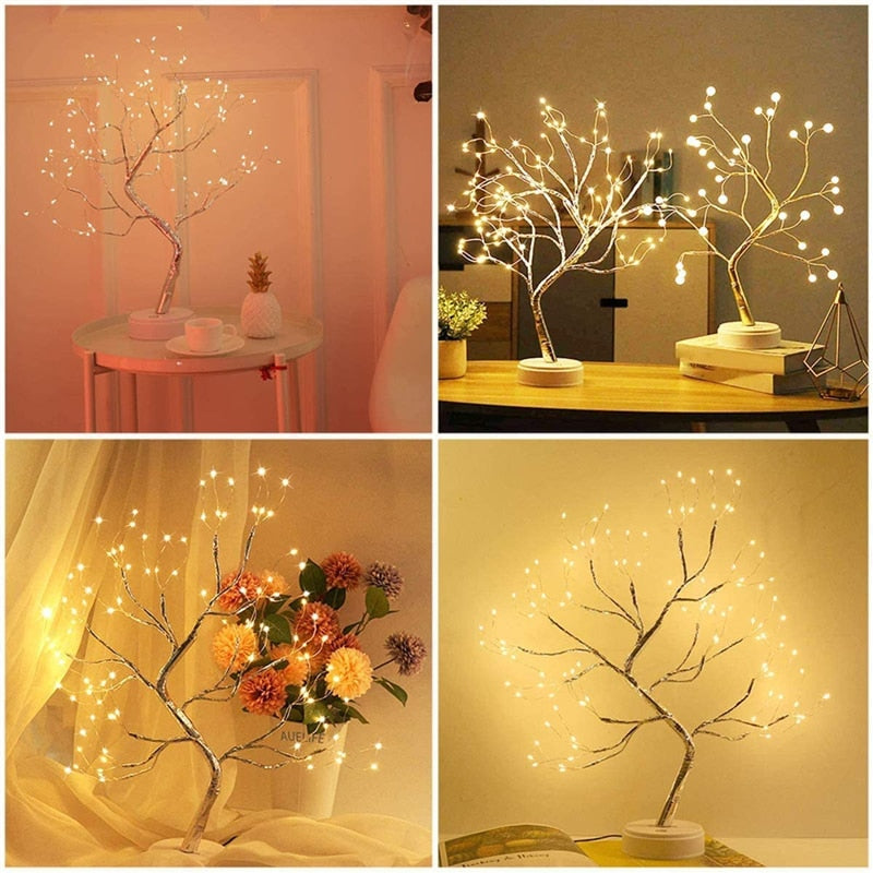 LED Nachtlicht Mini Weihnachtsbaum Kupferdraht Girlande Lampe für Kinder Zuhause Schlafzimmer Dekoration Dekor Fee Licht Urlaub Beleuchtung
