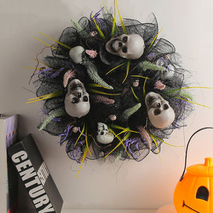 Halloween Black Mesh Skull Garland Party Layout Props acacuss