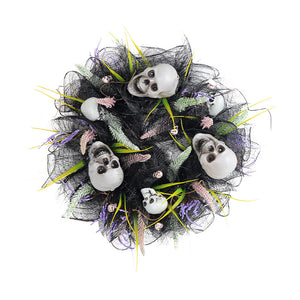 Halloween Black Mesh Skull Garland Party Layout Props acacuss