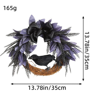Halloween Bowknot Crow Garland Door Hanging acacuss