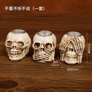Halloween Candle Holder Skull Resin Ornament Ghost Festival Desktop Porch Decoration Gift Home Decor acacuss