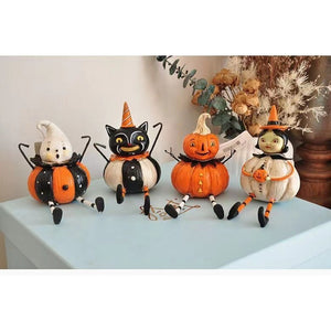 Halloween Decoration Cat Pumpkin Ghost Fun Scene Country Retro Handmade Painted Black Gift Sculpture Creative Resin Decoration acacuss