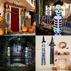 2023 Halloween Decoration LED Flashing Light Hanging Skull Horror Pumpkin Bat Home Haunted House Bar Halloween Party Decor acacuss
