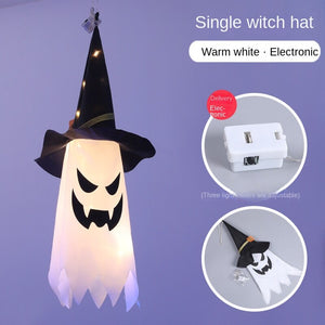 2023 Halloween Decoration LED Flashing Light Hanging Skull Horror Pumpkin Bat Home Haunted House Bar Halloween Party Decor acacuss
