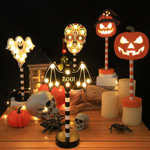 Halloween Decorative Lights Pumpkin Skulls Led Lighted Christmas Decoration Santa Stop Here Sign Lights Board Holiday Party Yard acacuss
