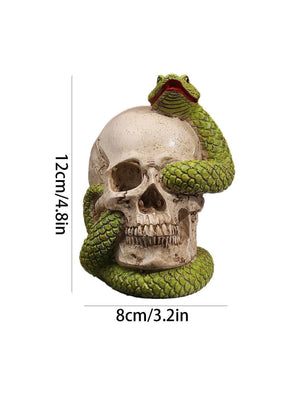 Halloween Decorative Props Resin Skull Head and Snake Craft Decoration Horror Skull Statue Resin Skull Statue Horror Decoration acacuss