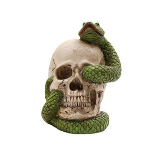 Halloween Decorative Props Resin Skull Head and Snake Craft Decoration Horror Skull Statue Resin Skull Statue Horror Decoration acacuss