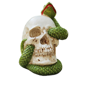 Halloween Decorative Props Resin Skull Head and Snake Craft Decoration Horror Skull Statue Resin Skull Statue Horror Decoration acacuss
