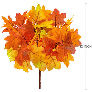 Halloween Fake Smiling Face Pumpkin Silk Maple Leaves Bouquet for Party Thanksgiving Day Home Fireplace Table Autumn Fall Decor acacuss