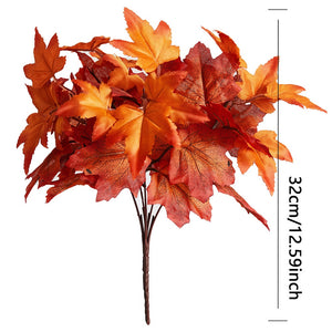 Halloween Fake Smiling Face Pumpkin Silk Maple Leaves Bouquet for Party Thanksgiving Day Home Fireplace Table Autumn Fall Decor acacuss