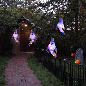 Halloween Ghost Hanging with LED Light Spooky Ghost Flag Indoor Outdoor Prop Decoration Tree Pendant Ornament Party DIY Supplies acacuss