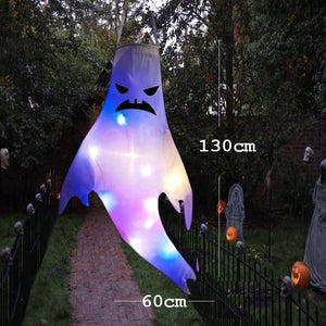 Halloween Ghost Hanging with LED Light Spooky Ghost Flag Indoor Outdoor Prop Decoration Tree Pendant Ornament Party DIY Supplies acacuss