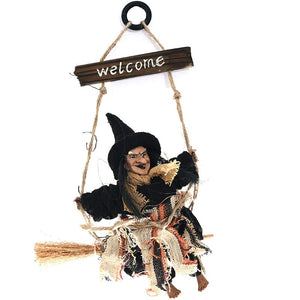 Halloween Hanging Doll Decoration Ghost Witch Horror Scary Hanging Ghost Flying Witch Pendant Festival Bar Home Decoration acacuss